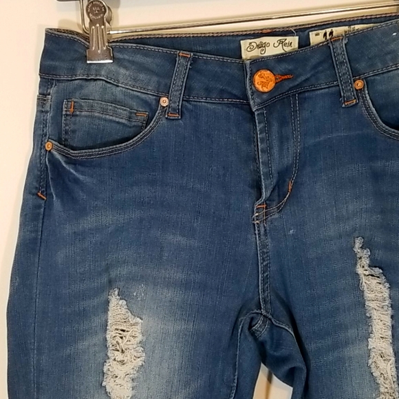Indigo Rein Crop Distressed Blue Capris.  11 - Picture 3 of 14